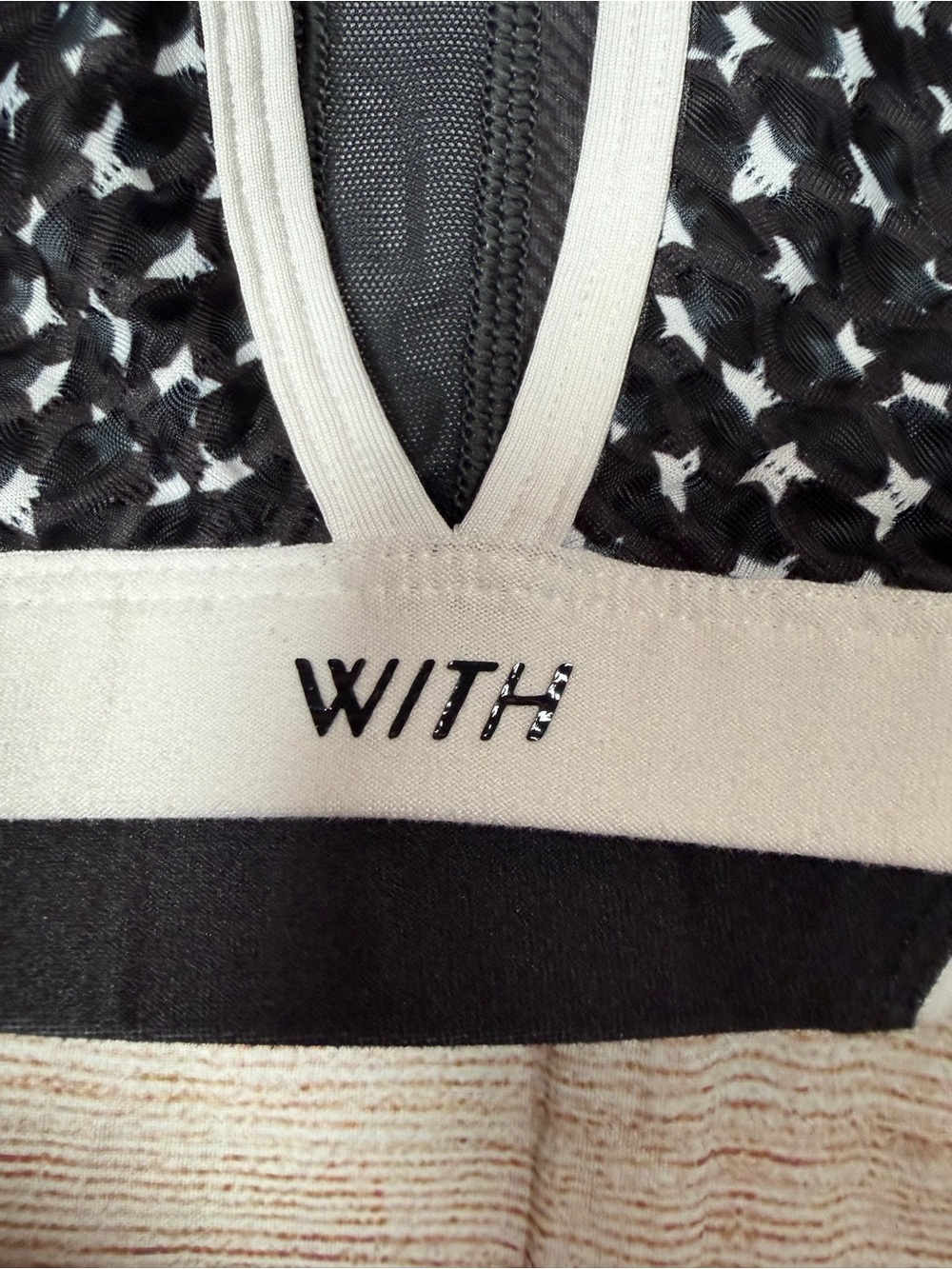 WITH Black Star-Print Sports Bra with Accent Stripes - Picture 7 of 7